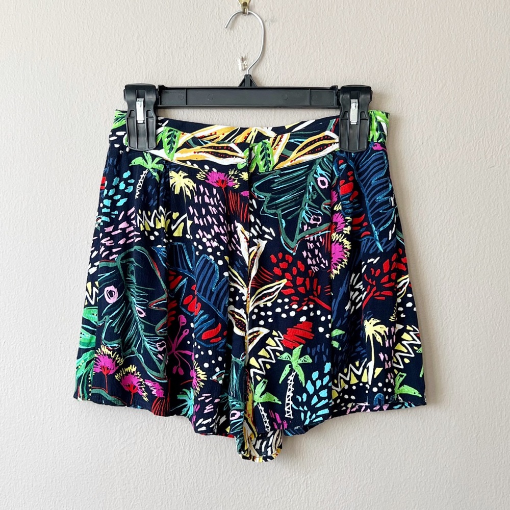 Topshop abstract tropical palm tree jungle print flowy high waist shorts